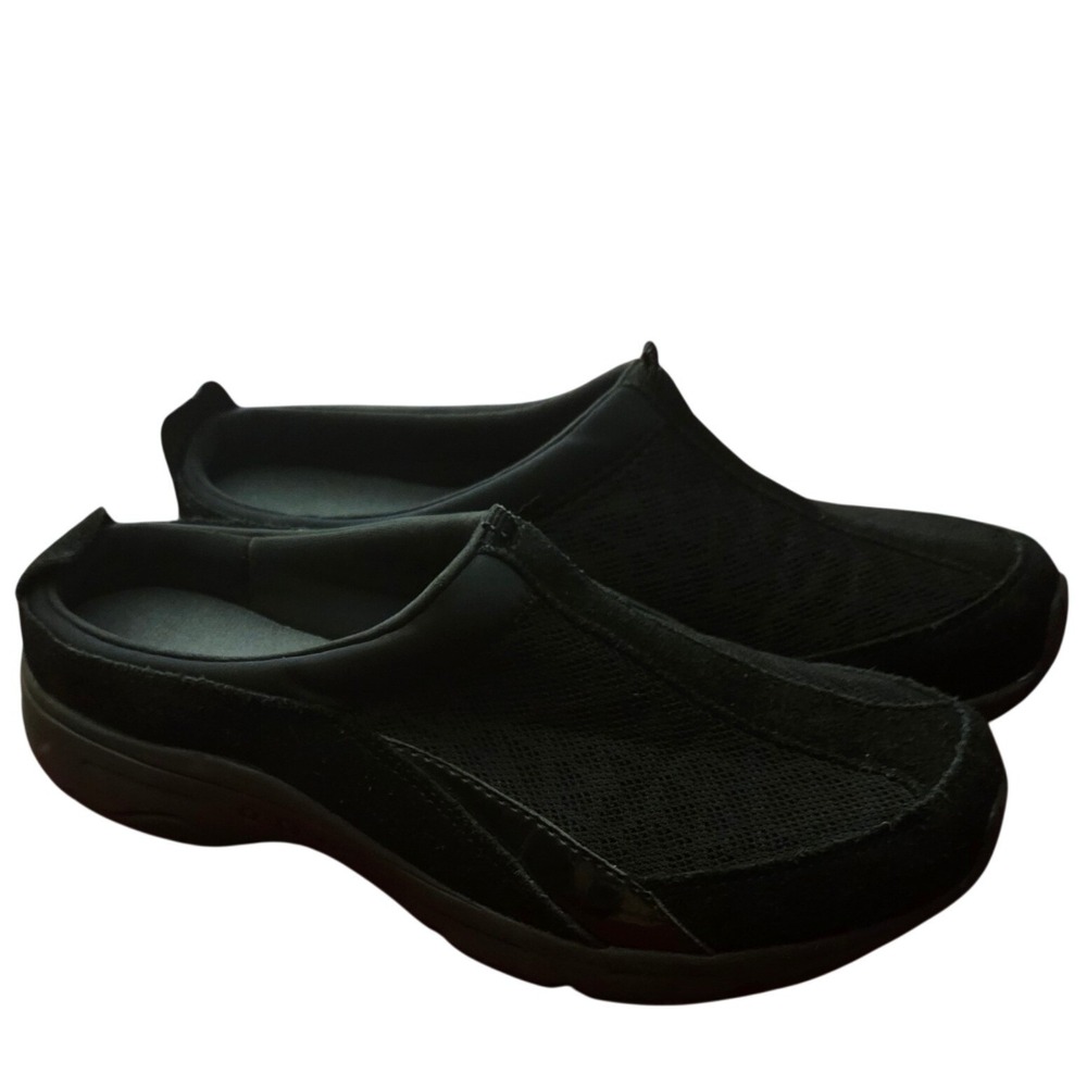 Easy Spirit Alltime Women Black Leather Mesh Slip On Clogs Mules 8.5 M